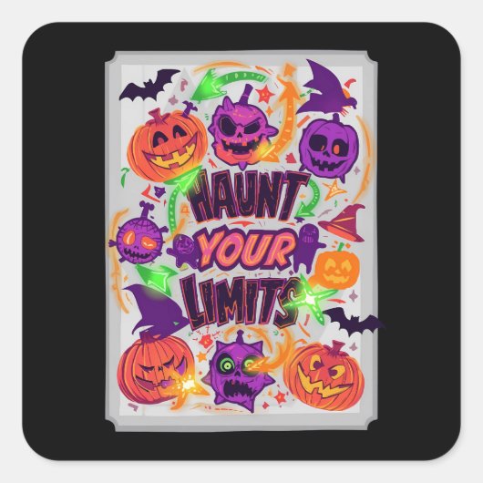 Haunt Your Limits Neon Halloween スクエアシール (正面)