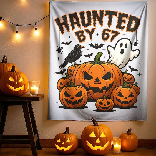 Haunted by 67 Funny Ghost And Pumpkin Halloween タペストリー