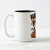 Haunted by 67 – Funny Ghost and Pumpkin Halloween ツートーンマグカップ (左)