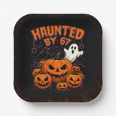 Haunted by 67 Funny Ghost And Pumpkin Halloween ペーパープレート (正面)