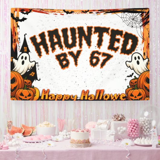 Haunted by 67 Funny Ghost And Pumpkin Halloween 横断幕 (パーティー)