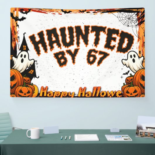 Haunted by 67 Funny Ghost And Pumpkin Halloween 横断幕 (トレードショー)
