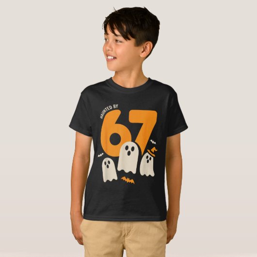 Haunted By 67 Funny Halloween Meme Design Tシャツ (正面フル)