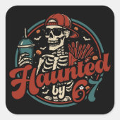 Haunted By 67 Funny Halloween Six Seven 67 Meme スクエアシール (正面)