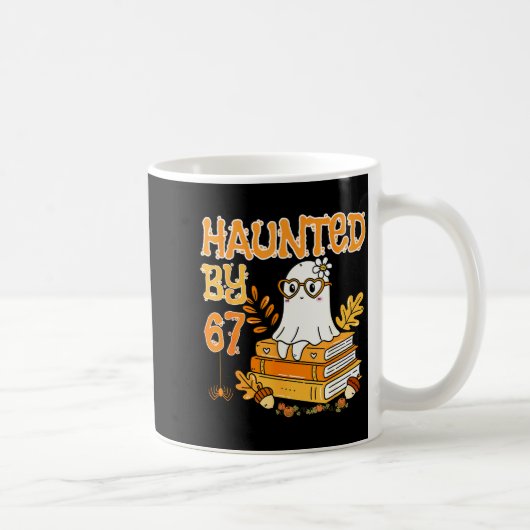 Haunted By 67 Funny Reading Ghost And Pumpkin Hall コーヒーマグカップ (右)