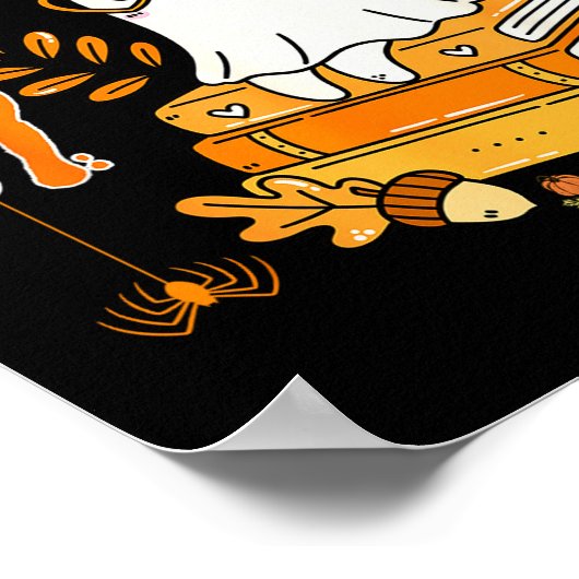 Haunted By 67 Funny Reading Ghost And Pumpkin Hall ポスター (角)