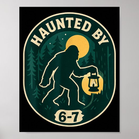 Haunted By 6-7 Bigfoot Lantern Halloween Badge  ポスター (正面)