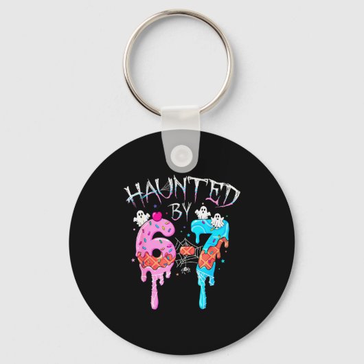 Haunted By 6 7 Halloween Ghost Gen Alpha Meme Ice  キーホルダー (正面)