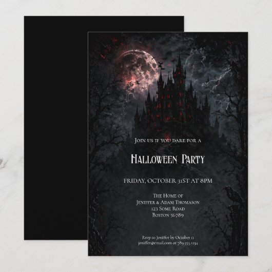 Haunted Castle Halloween Party invitation 招待状 (正面/裏面)