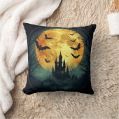 Haunted Castle Halloween Pillow クッション (ブランケット)