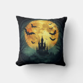 Haunted Castle Halloween Pillow クッション (正面)