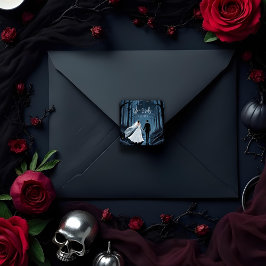 Haunted Castle Halloween Wedding or Engagement スクエアシール