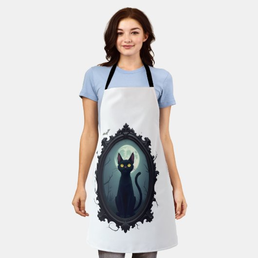 Haunted Cat Mirror エプロン (着用した状態)