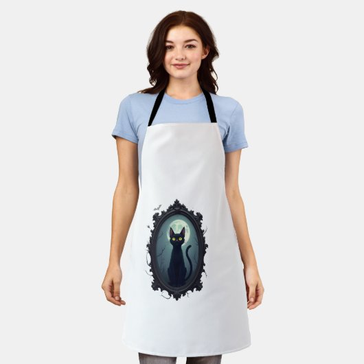 Haunted Cat Mirror エプロン (着用した状態)