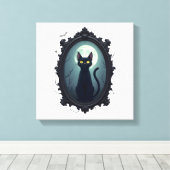 Haunted Cat Mirror キャンバスプリント (インサイチュ (ウッドフロア))