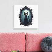 Haunted Cat Mirror キャンバスプリント (インサイチュ (リビング))