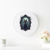 Haunted Cat Mirror ラージ壁時計 (ホーム)