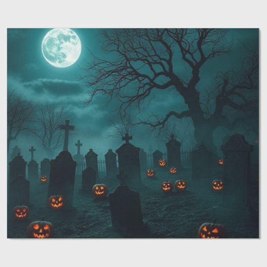 Haunted Cemetery Halloween Gift Wrap – Stunning ラッピングペーパー (フラット)