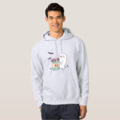 Haunted Coffee Ghost Hoodie – Cute Halloween Sweat パーカ (正面フル)
