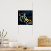 Haunted Doll and Halloween Pumpkin ポスター (キッチン)