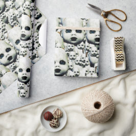 Haunted doll head art wrapping paper ラッピングペーパー