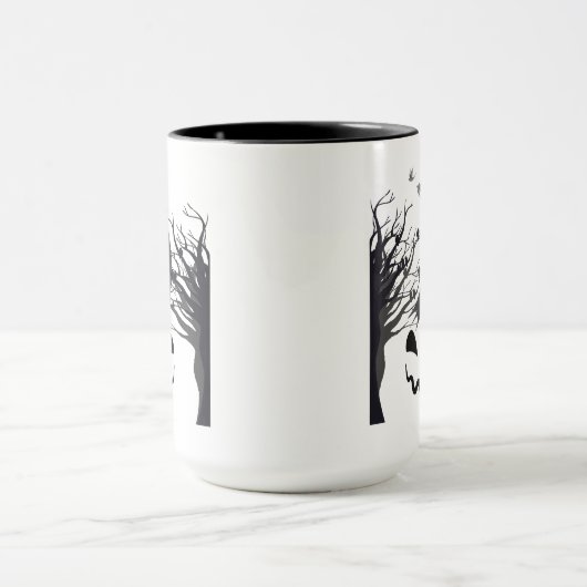 Haunted Forest Ghost Mug – Dark & Spooky Silhouett マグカップ (中央)