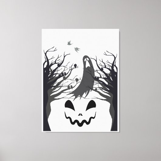 Haunted Forest Ghost Stretched Canvas – Dark & Spo キャンバスプリント (正面)