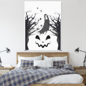 Haunted Forest Ghost Stretched Canvas – Dark & Spo キャンバスプリント (インサイチュ (寝室))