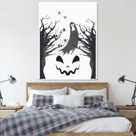 Haunted Forest Ghost Stretched Canvas – Dark & Spo キャンバスプリント