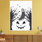Haunted Forest Ghost Stretched Canvas – Dark & Spo キャンバスプリント (インサイチュ (リビング))