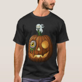 Haunted Ghost & Dripping Eyeball Jack-O-Lantern Tシャツ (正面)