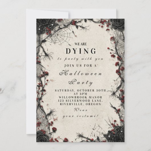 Haunted Gothic Rose Halloween Celebration 招待状 (正面)