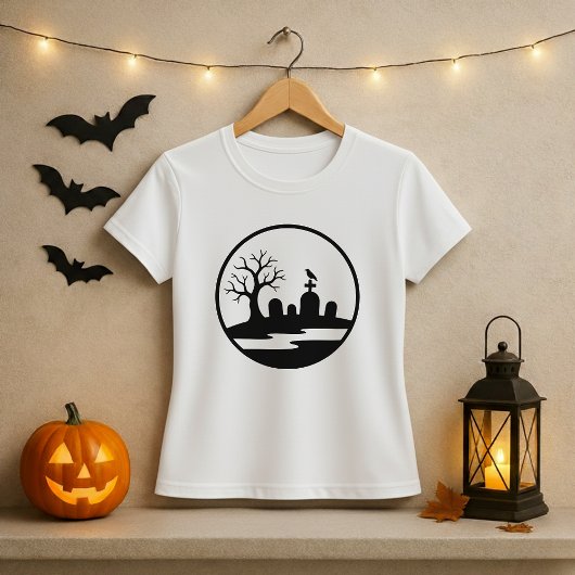 Haunted Graveyard Silhouette Modern Tシャツ