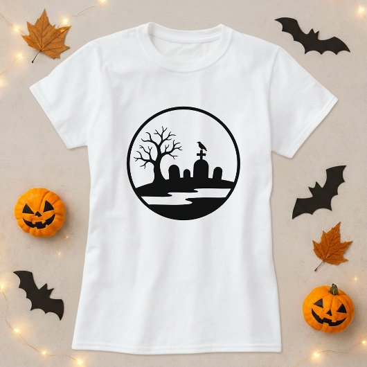 Haunted Graveyard Silhouette Modern Tシャツ
