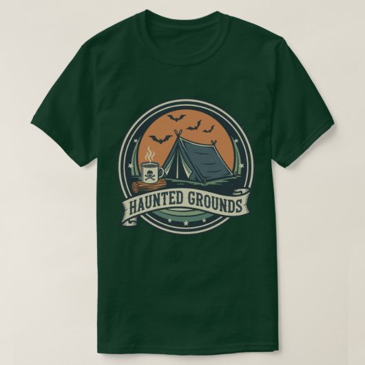 Haunted Grounds Spooky Camping Coffee Design Tシャツ (デザイン正面)