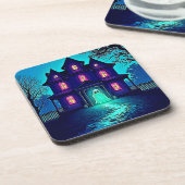 Haunted Halloween Ghost House Design コースター (左側)