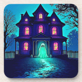Haunted Halloween Ghost House Design コースター (正面)
