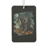 Haunted Halloween House with Pumpkins & Full Moon カーエアーフレッシュナー (裏面)