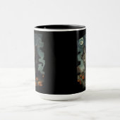 Haunted Halloween House with Pumpkins & Full Moon マグカップ (中央)