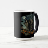 Haunted Halloween House with Pumpkins & Full Moon モーフィングマグカップ (正面右)