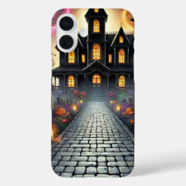 Haunted Halloween Mansion Glow Phone Case iPhone 16 Plusケース