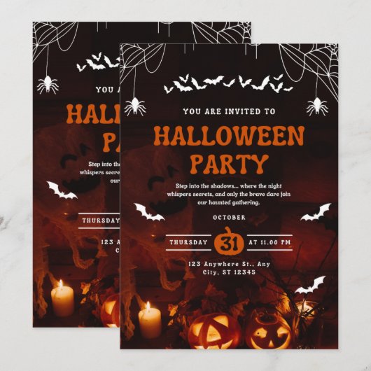 Haunted Halloween Party Invitation 招待状 (正面/裏面)