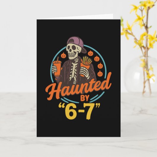 Haunted Halloween Skeleton Haunted Six Seven Numbe カード (黄色い花)
