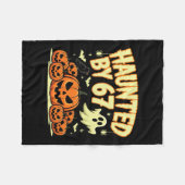 Haunted Halloween Skeleton Haunted Six Seven Numbe フリースブランケット (正面(横))