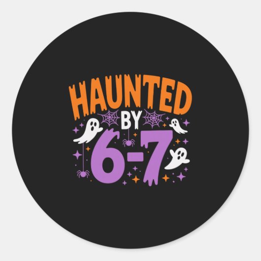 Haunted Halloween Skeleton Haunted Six Seven Numbe ラウンドシール (正面)