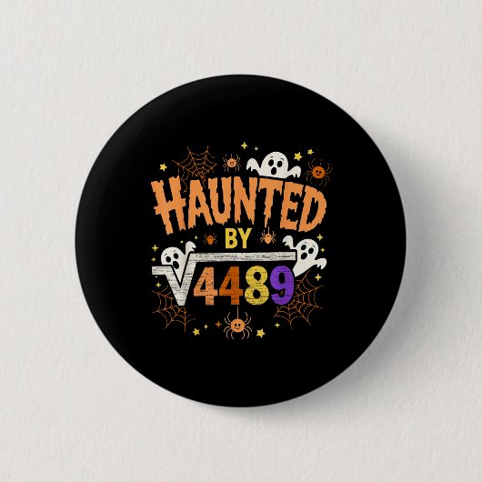 Haunted Halloween Skeleton Haunted Six Seven Numbe 缶バッジ (正面)