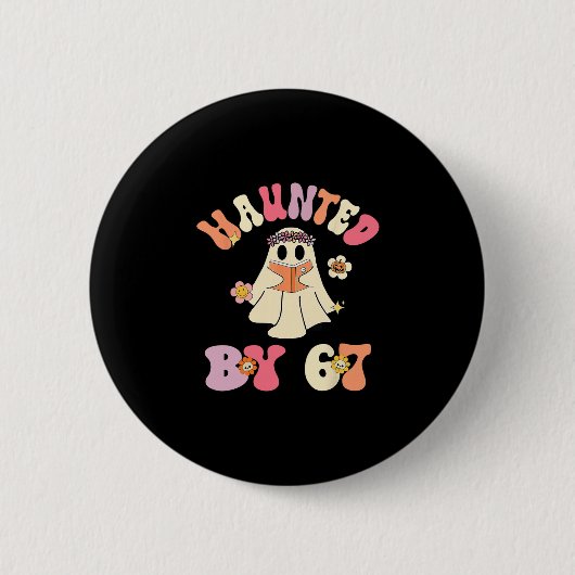 Haunted Halloween Skeleton Haunted Six Seven Numbe 缶バッジ (正面)