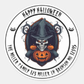 Haunted Hat & Hollow Grin Halloween Envelope Seal ラウンドシール (正面)
