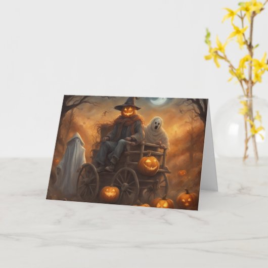 Haunted Hayride Halloween fun カード (黄色い花)