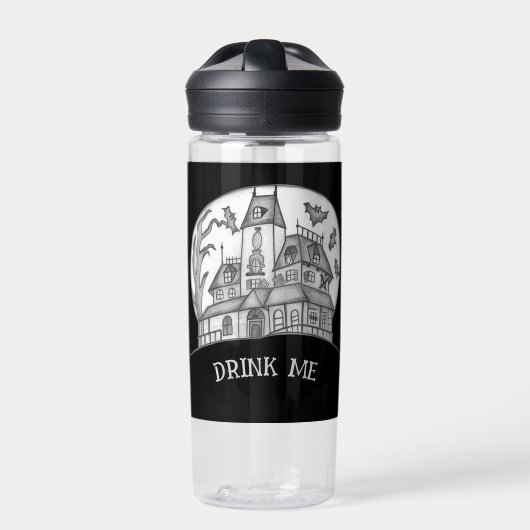 Haunted House and Bats Halloween  ウォーターボトル (正面)